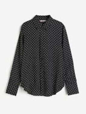 H&M | Black & White Polka Dot Long Sleeve Button Shirt | Large